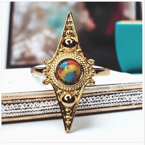 Gold Egyptian Pyramid Multi Stone Ring